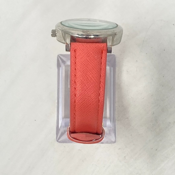 Accutime Owl Watch Women 35mm Silver Tone Coral Faux Leather Glitter New Battery - Picture 7 of 16